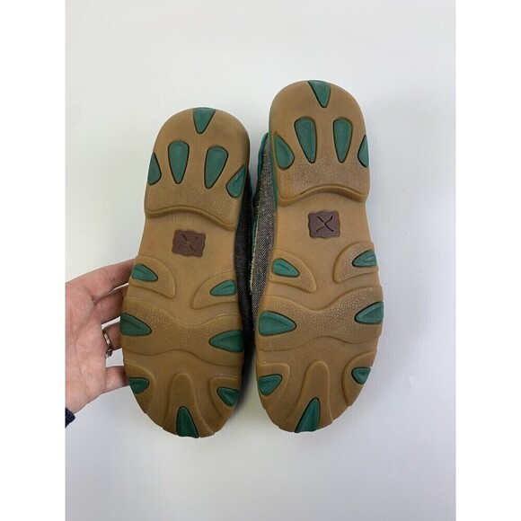 Twisted X Eco Boat Shoe Driving Mocs Brown Canvas Teal Lace Up Comfort Womens 6 - Picture 11 of 11